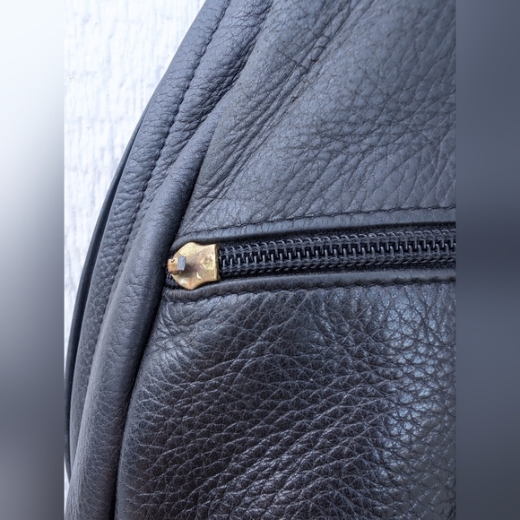 Vintage Libaire Black Pebbled Leather Backpack Bag Purse - Picture 4 of 7